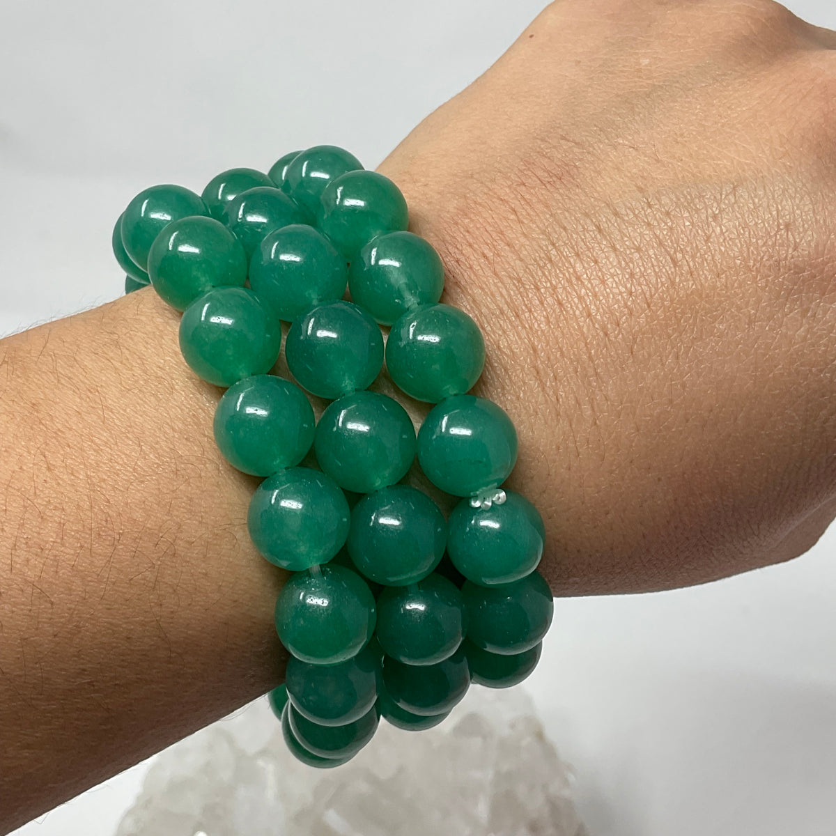 Green Aventurine 12mm 3-Piece Round Bracelet Set - WorldWideMinerals-beads