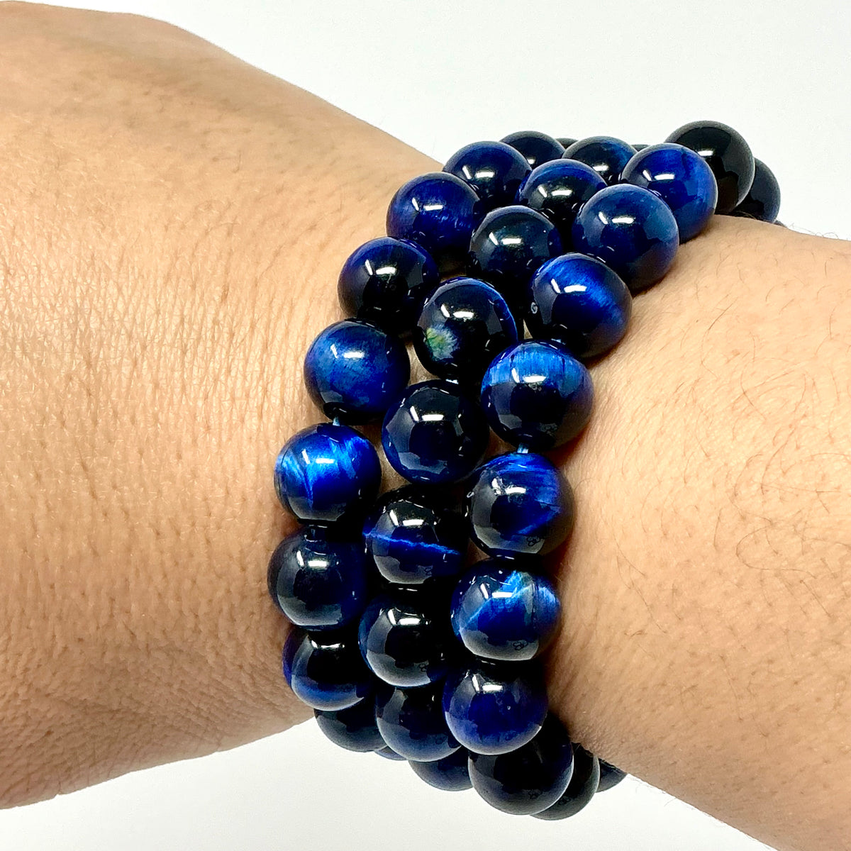 Lapis Color Blue Tiger 10mm Eye Round Bracelet