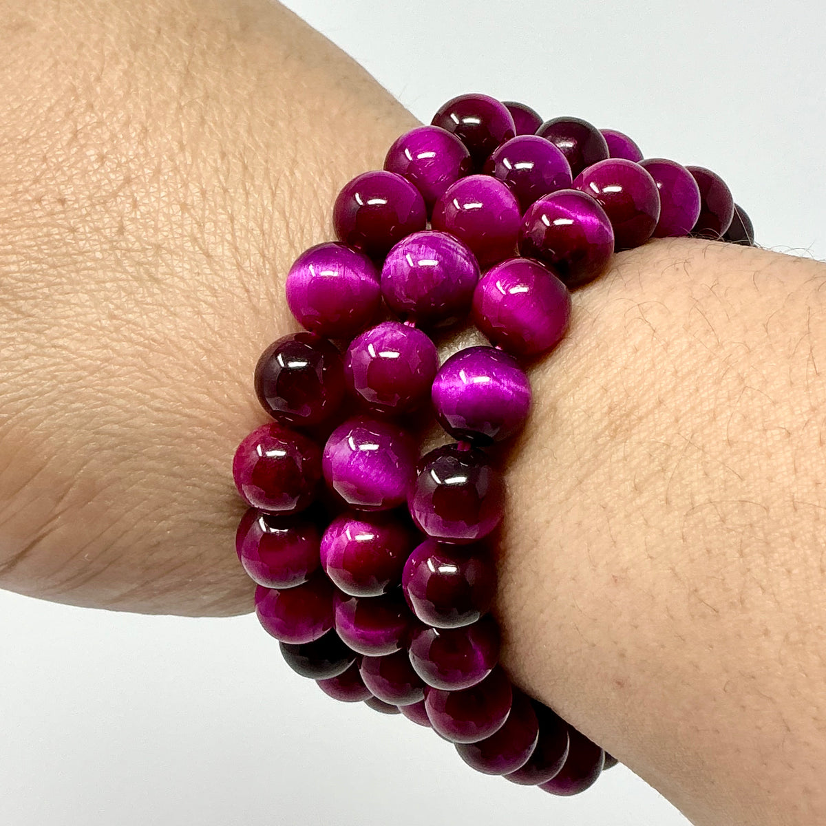 Pink Tiger Eye 8mm Round Bracelet