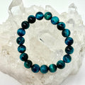 Royal Blue Tiger Eye 8mm Round Bracelet - World Wide Gems Minerals Beads