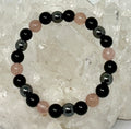 Strawberry Quartz 8mm Triple Protection (2-Piece) Round Bracelet Collection Set (3 Minerals on 1 Bracelet)