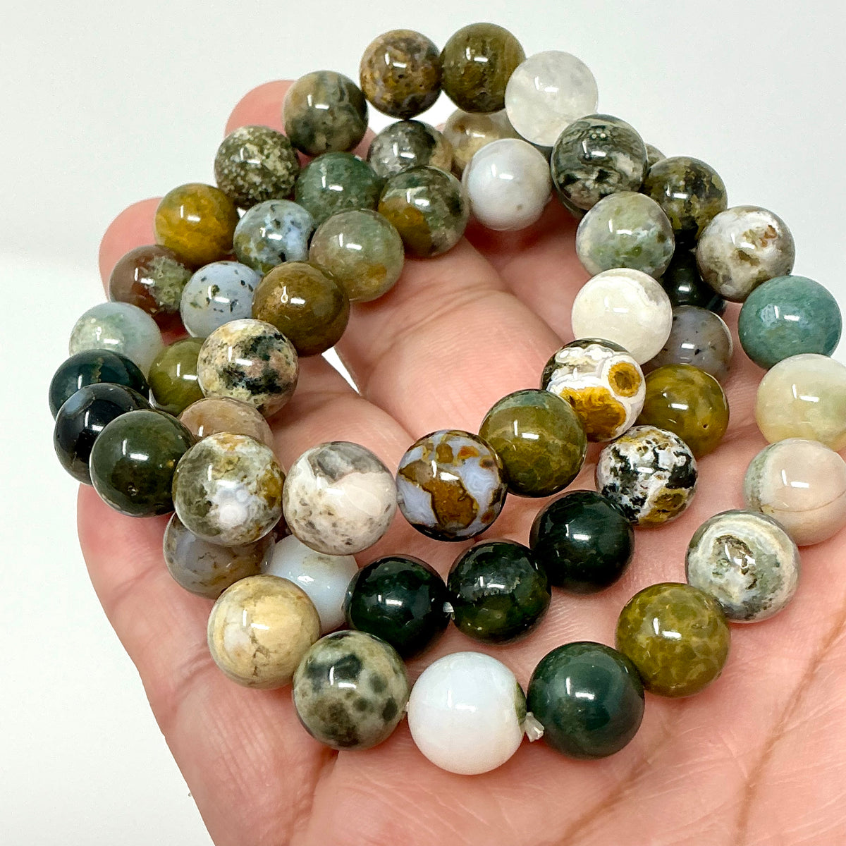 Ocean Jasper 8MM Round Bracelet - World Wide Gems Minerals Beads