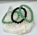 Green Aventurine & Black Tourmaline 8MM 3-Piece Round Bracelet Set