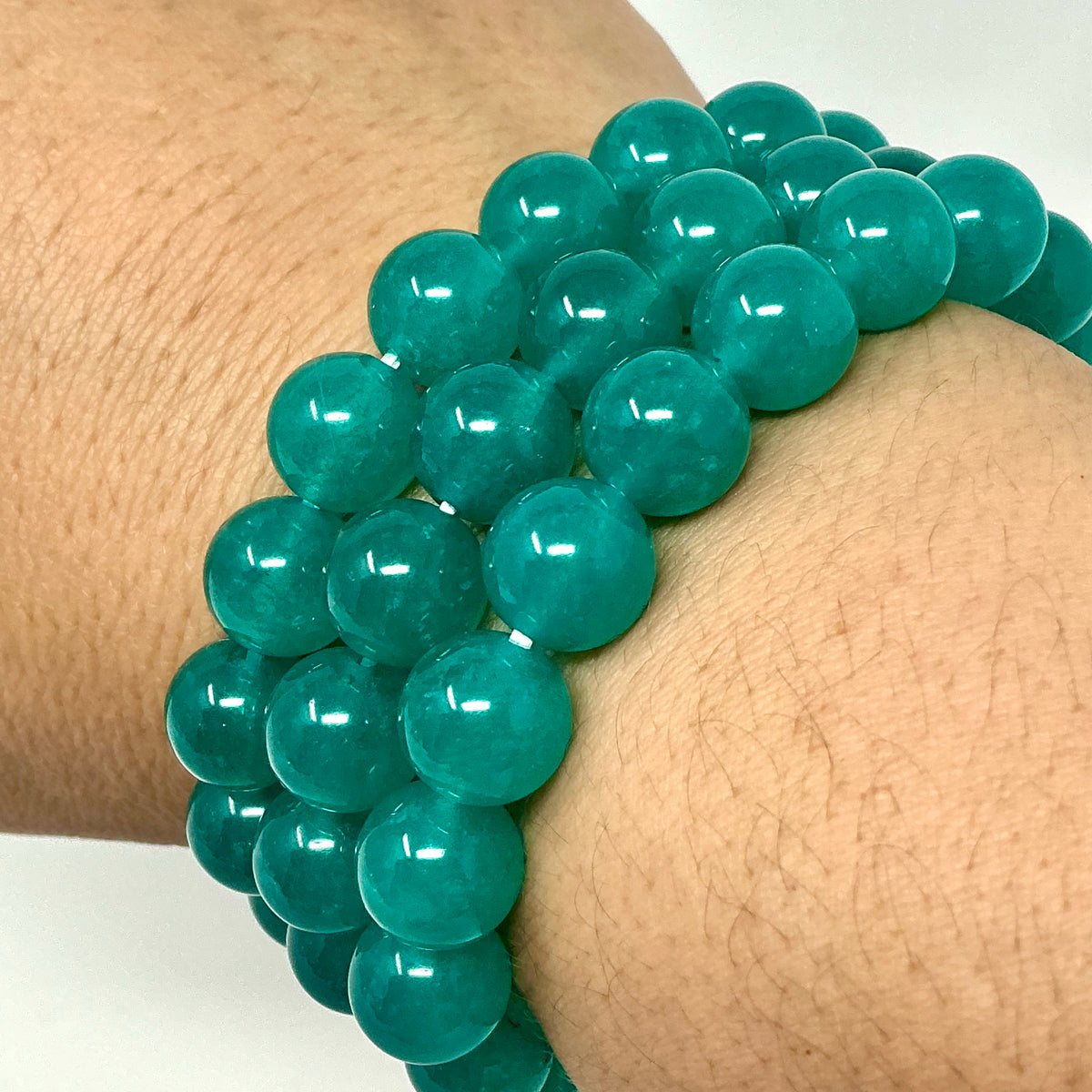 Turquoise Chalcedony 10MM Round Bracelet - World Wide Gems Minerals Beads