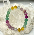 Fluorite Rainbow Color 9mm-10mm Round Bracelet - World Wide Gems Minerals Beads