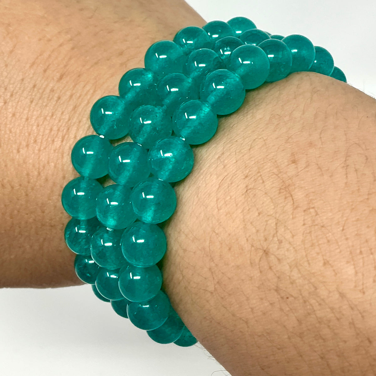 Turquoise Chalcedony 8MM Round Bracelet - World Wide Gems Minerals Beads