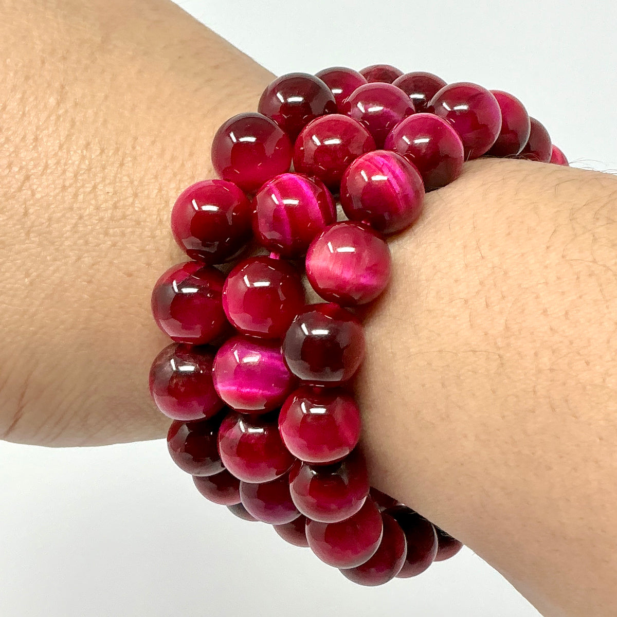 Pink Tiger Eye 10MM Round Bracelet