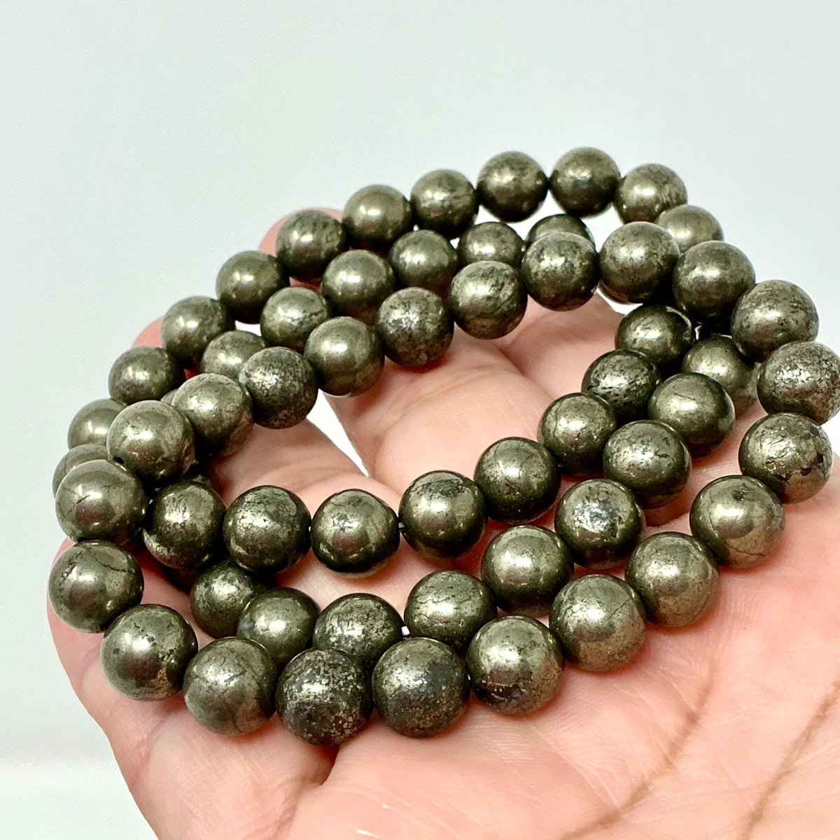 Pyrite 8mm Round Bracelet