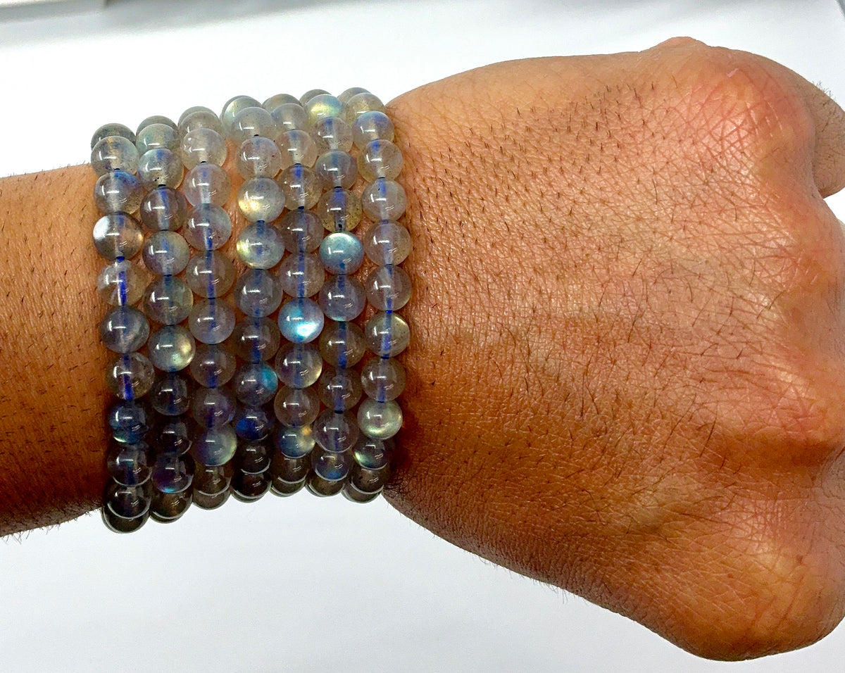 Labradorite 7MM-8MM 2-Piece Round Bracelet Set