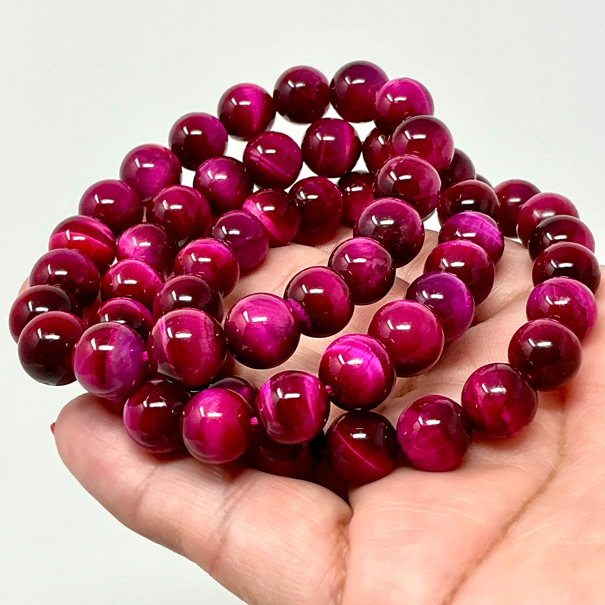 Pink Tiger Eye 10MM Round Bracelet