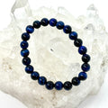 Lapis Blue Tiger Eye 8mm Round Bracelet - World Wide Gems Minerals Beads
