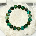 Chrysocolla 10MM Round Bracelet - World Wide Gems Minerals Beads