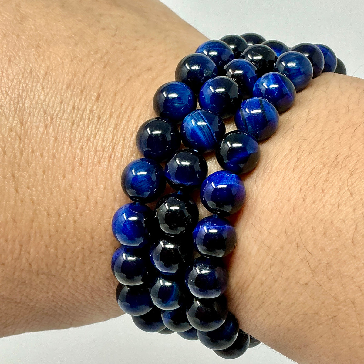 Lapis Blue Tiger Eye 8mm Round Bracelet