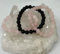 Rose Quartz & Black Tourmaline 8MM Round Bracelet 3-Piece Set