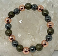 Copper, Hematite & Pyrite 10MM Mixed Round Bracelet Collection