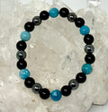 Larimar 8mm Triple Protection (2-Piece) Round Bracelet Collection Set (3 Minerals on 1 Bracelet)