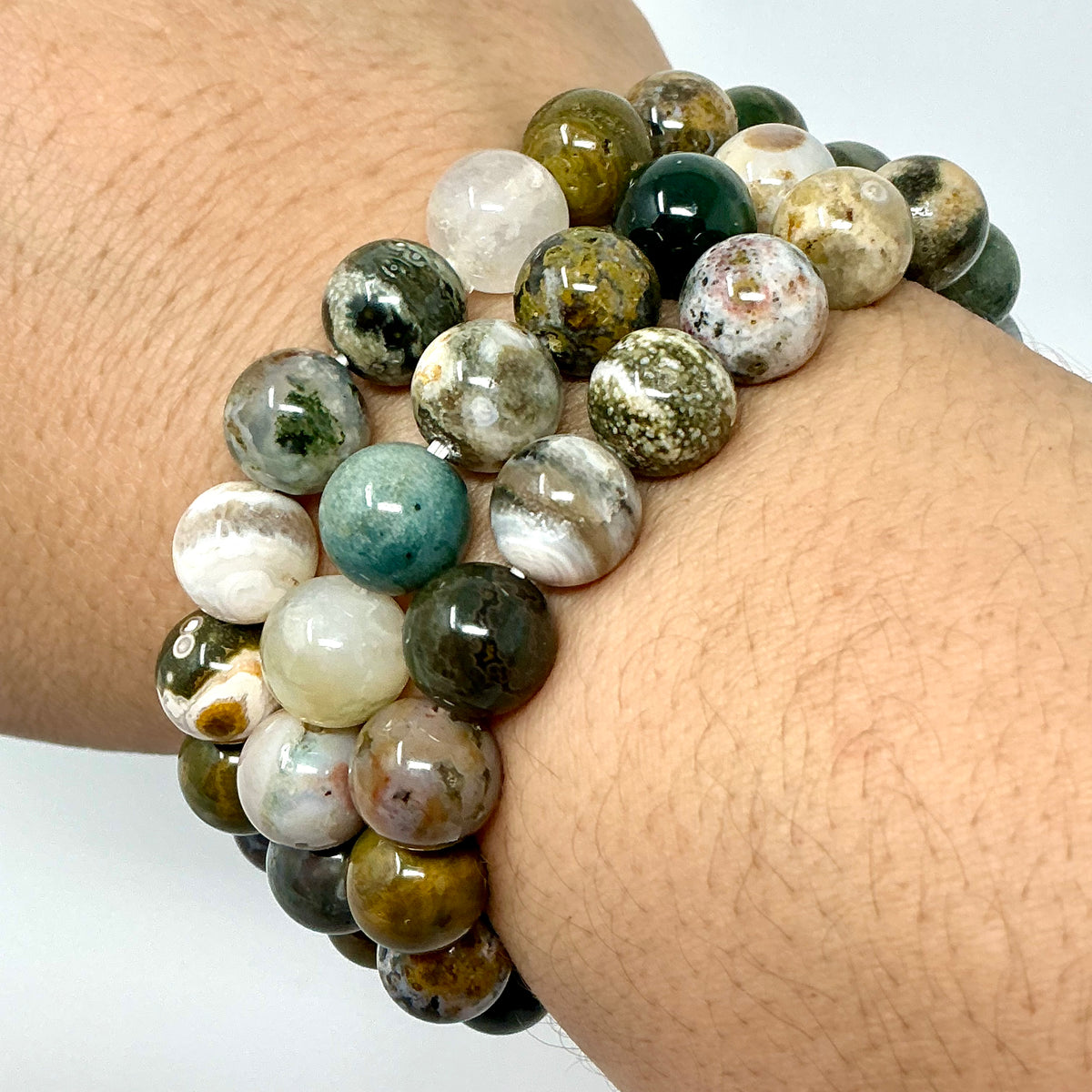Ocean Jasper 8MM Round Bracelet - World Wide Gems Minerals Beads