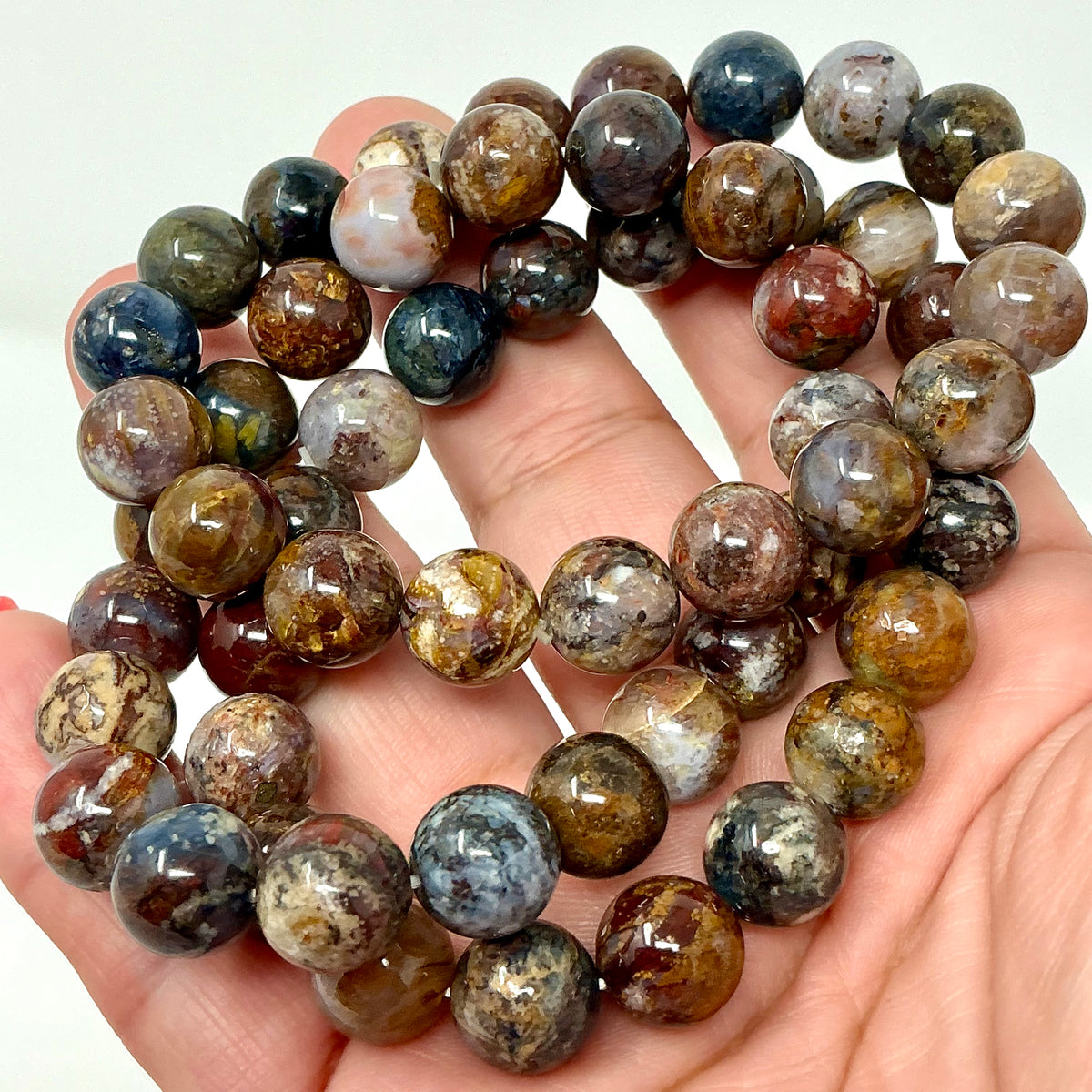 Pietersite 8MM Round Bracelet - World Wide Gems Minerals Beads