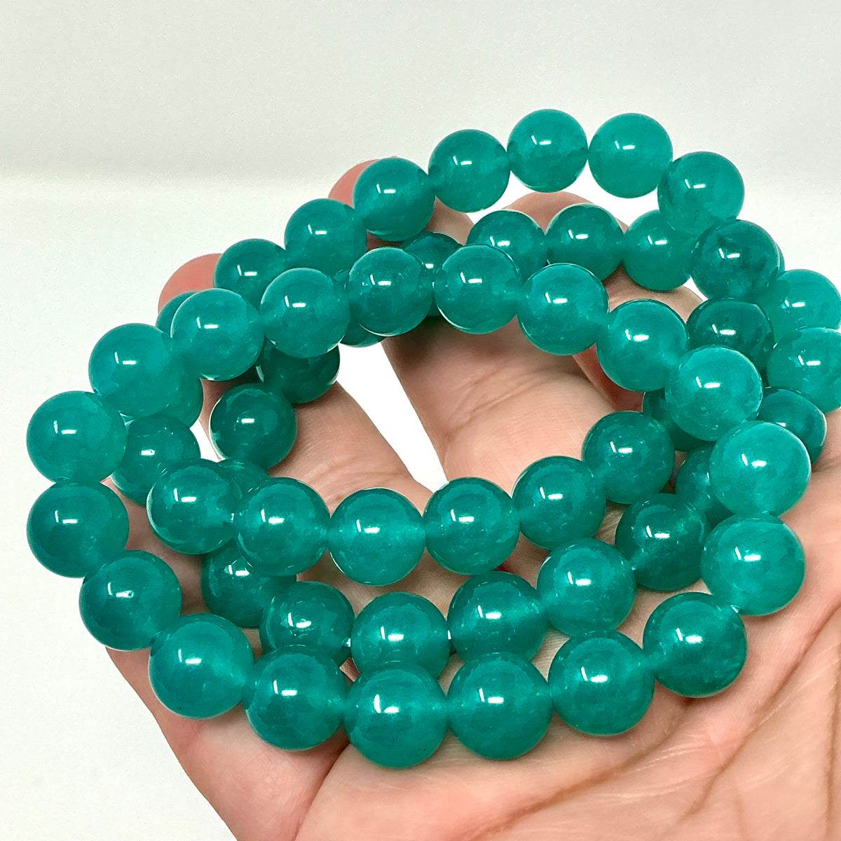 Turquoise Chalcedony 10MM Round Bracelet - World Wide Gems Minerals Beads