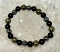 Pyrite 8mm Triple Protection (2-Piece) Round Bracelet Collection Set (3 Minerals on 1 Bracelet)
