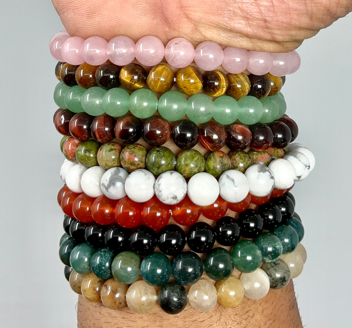 SPECIAL 10-PIECE SET LIMITED TIME DEAL! 8MM Round Bracelets “A” Quality Collection Set