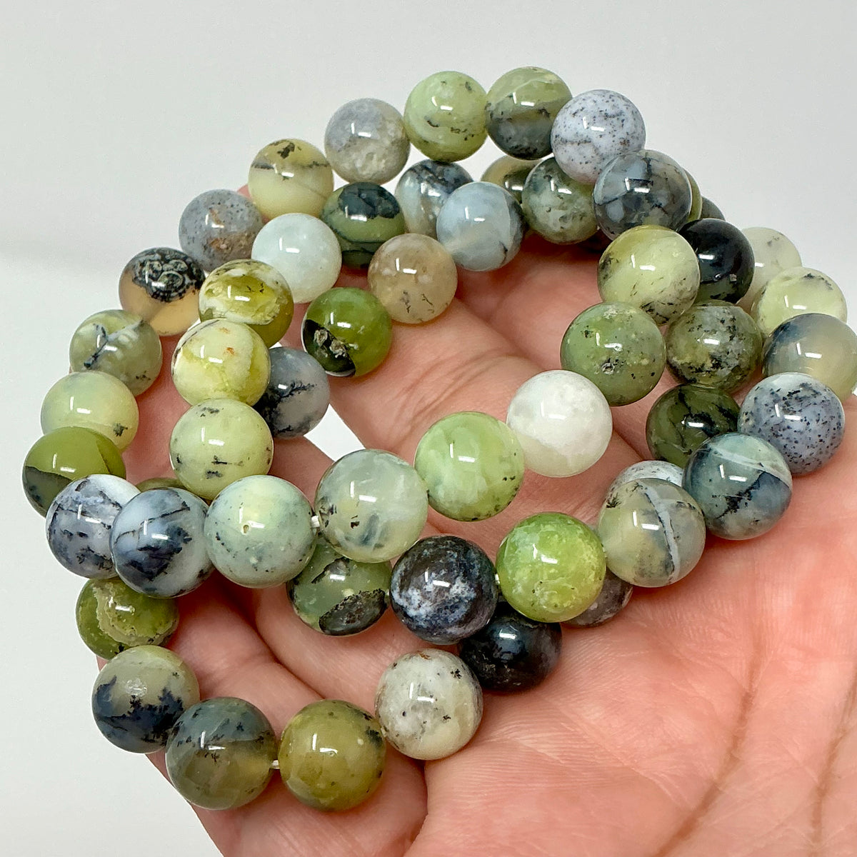 Green Opal 8MM Round Bracelet - World Wide Gems Minerals Beads