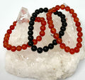 Carnelian & Black Tourmaline 8MM Round Bracelet 3-Piece Set