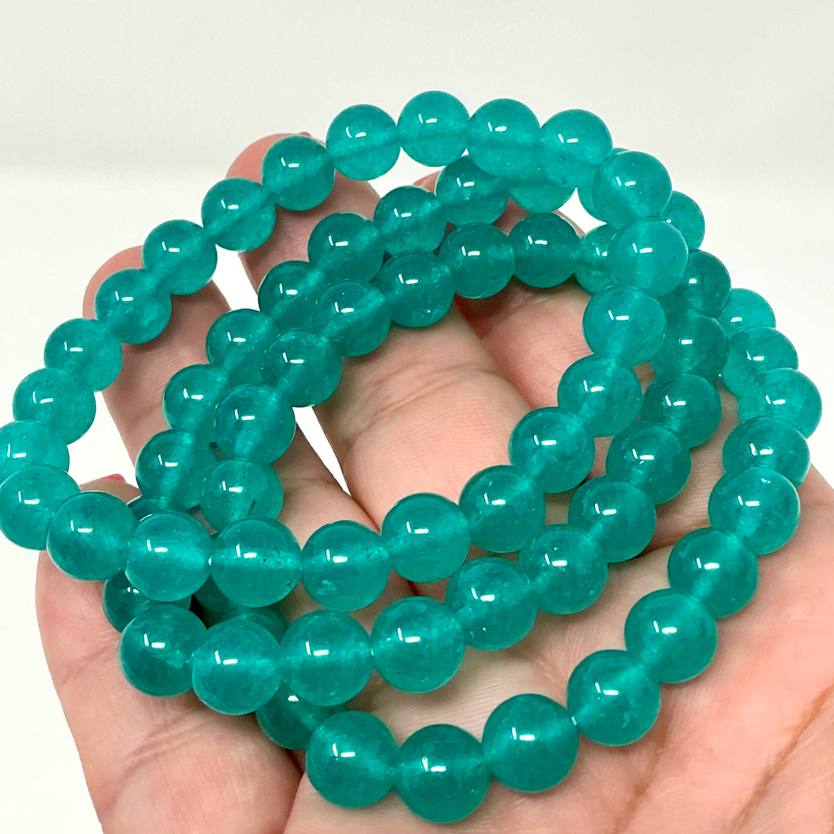 Turquoise Chalcedony 8MM Round Bracelet - World Wide Gems Minerals Beads