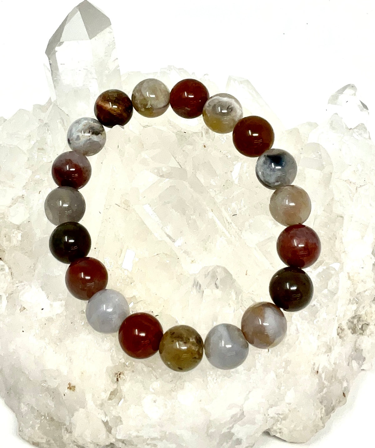 Brazilian Grey Agate 10MM Round Bracelet - WorldWideMinerals-beads