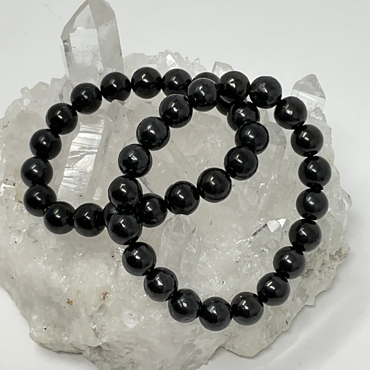 Shungite 10mm 2-Piece Round Bracelet Set