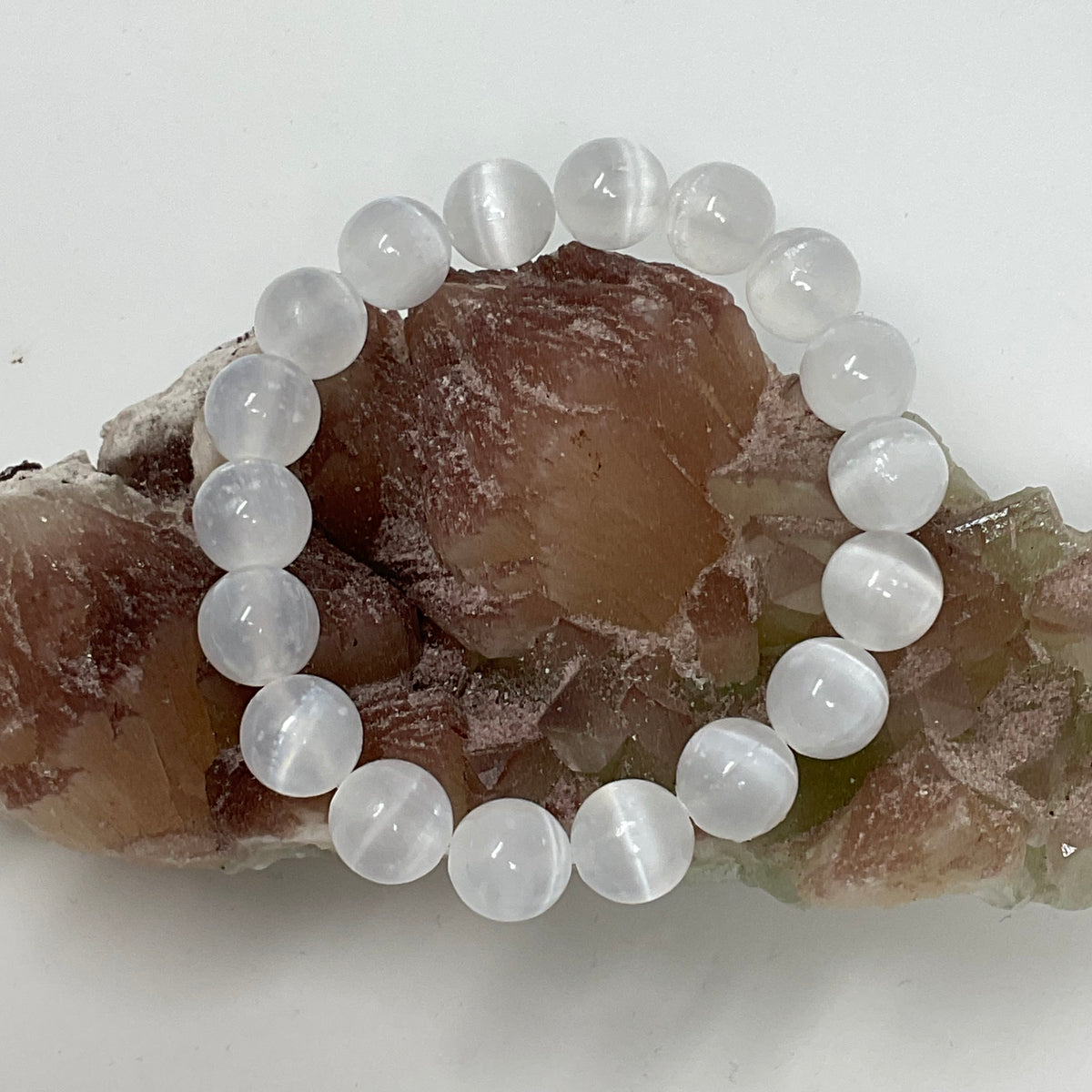 Selenite & Amethyst 10mm 3-Piece Round Bracelet Set