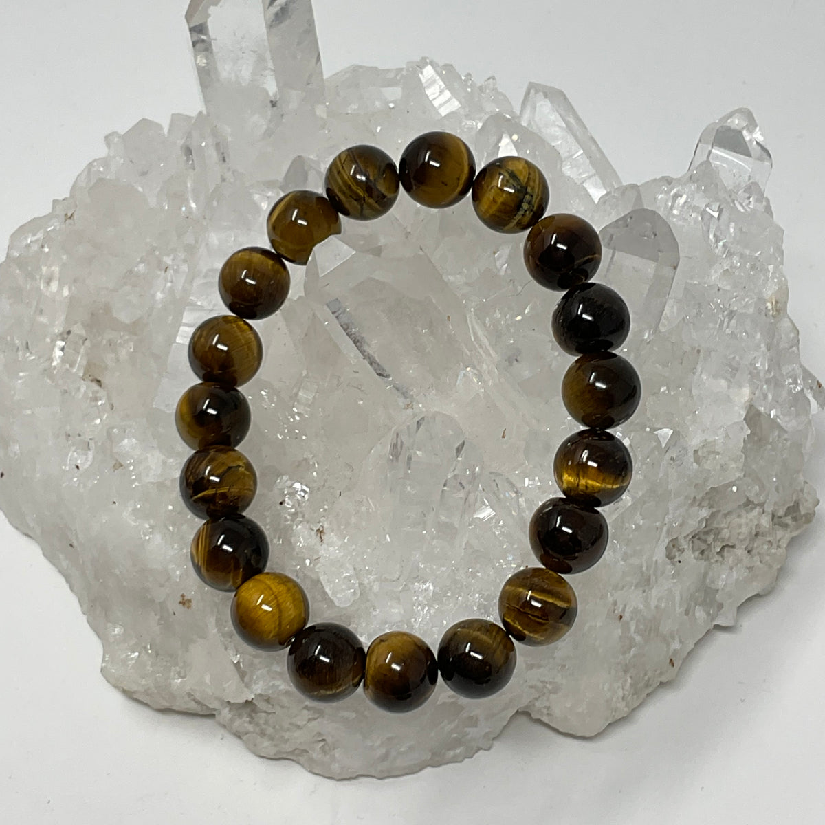 The Yellow Tiger Eye Triple Protection Set: 10MM Yellow Tiger's Eye, Hematite & Black Tourmaline 3-Piece Round Bracelet Set