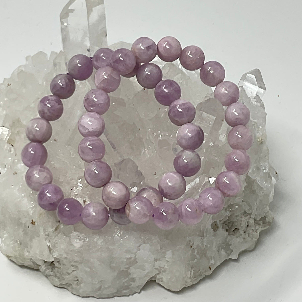 Pink Kunzite 9-10mm 2-Piece Round Bracelet Set