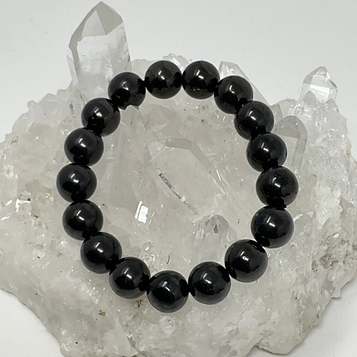 Shungite 12mm 2-Piece Round Bracelet Set