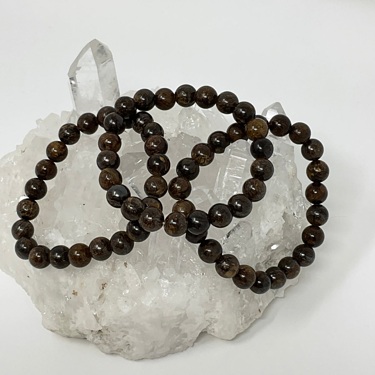 Bronzite 8mm 3-Piece Round Bracelet Set