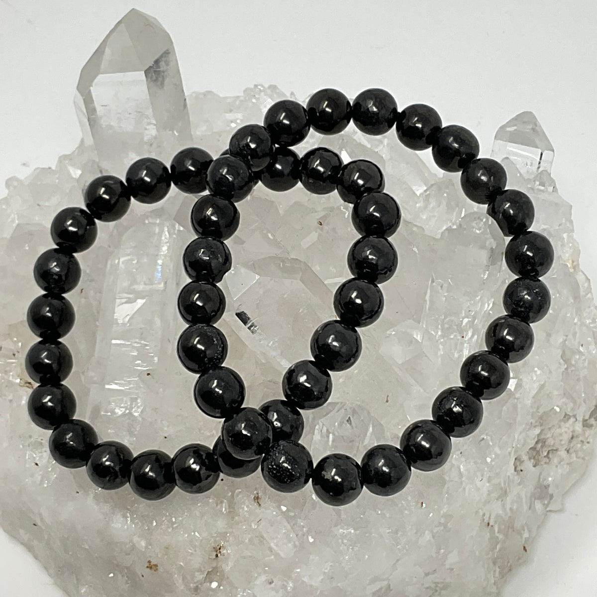 Shungite 8mm 2-Piece Round Bracelet Set