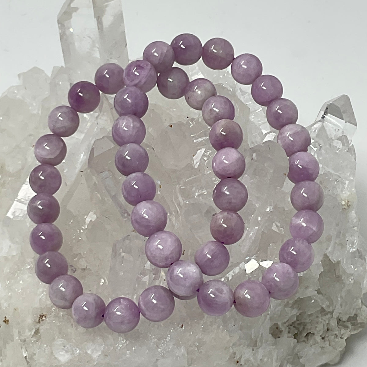 Pink Kunzite 7mm-8mm 2-Piece Round Bracelet Set