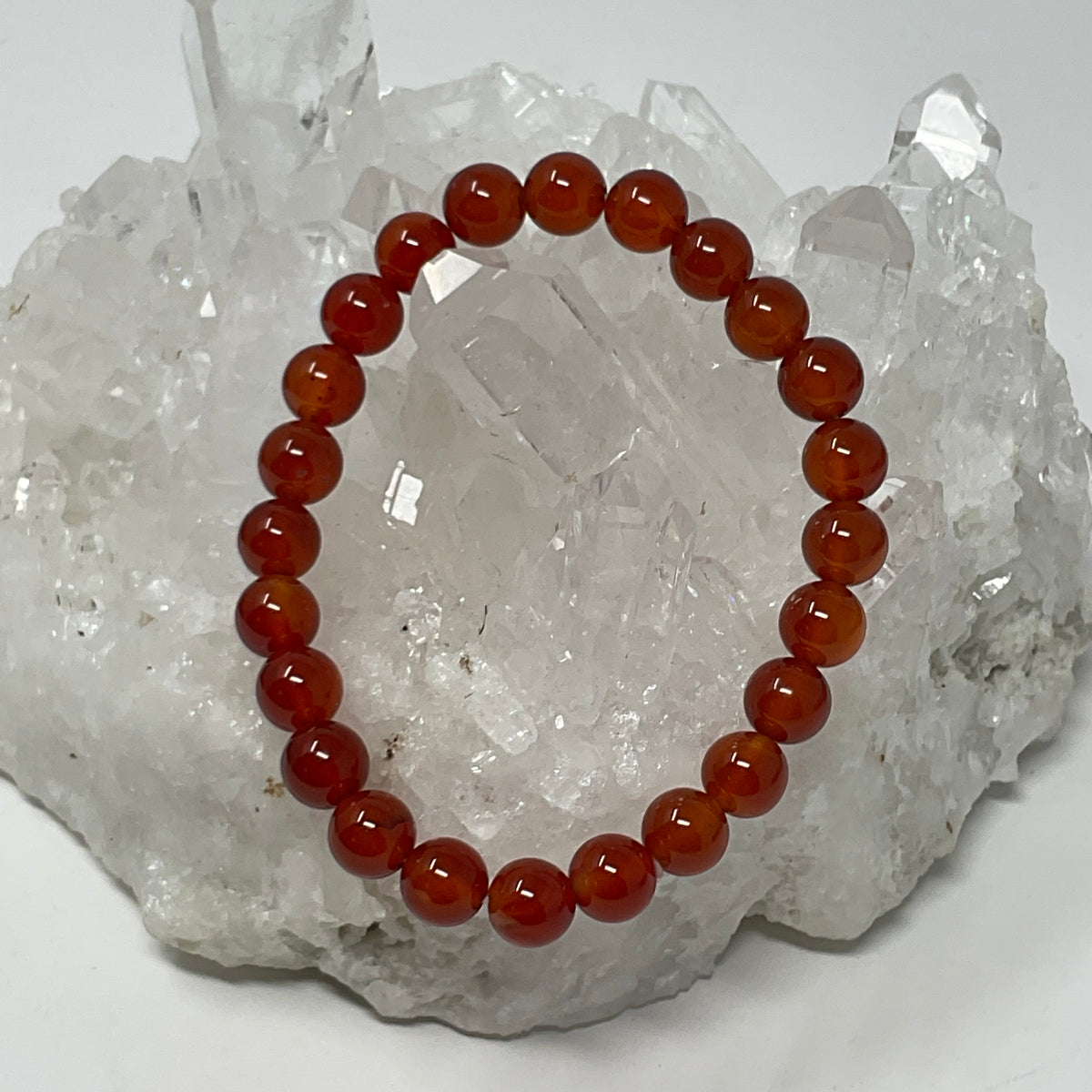 Selenite & Carnelian 8mm 3-Piece Round Bracelet Set