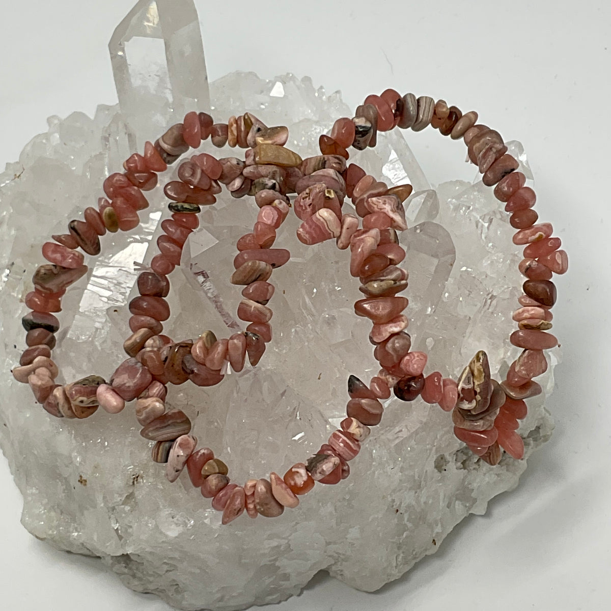 Rhodochrosite 3-Piece Chip Bracelet Set