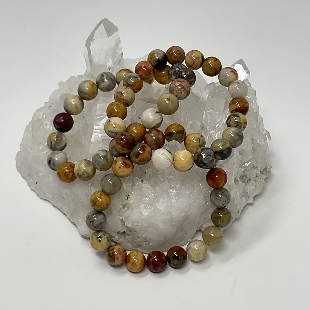 Crazy Lace Agate 10mm 3-Piece Round Bracelet Set