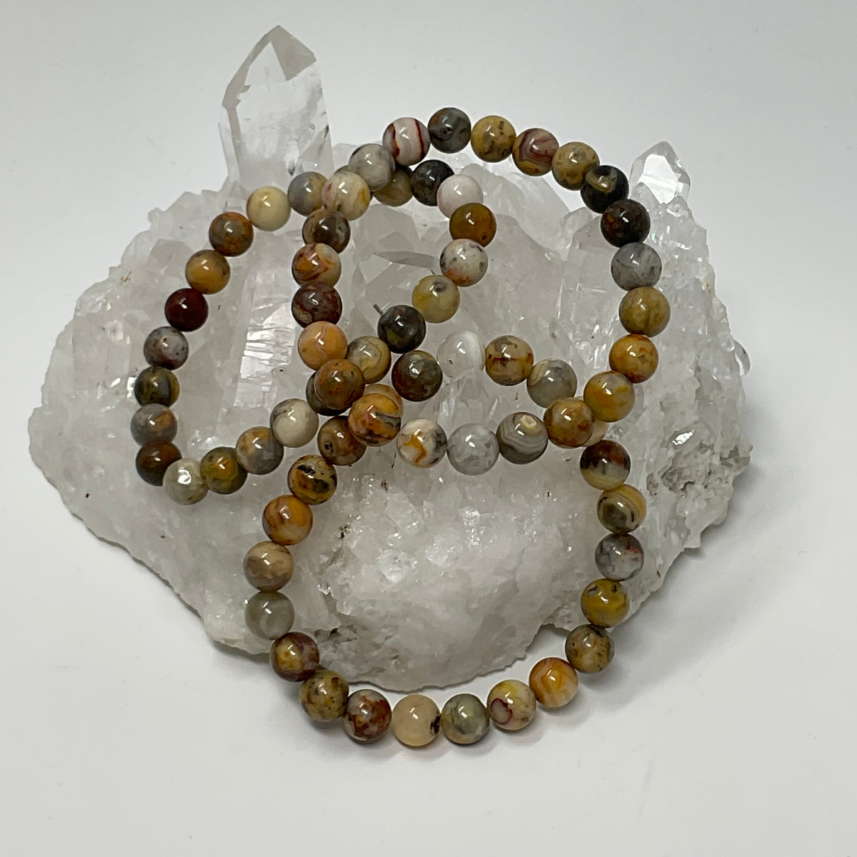 Crazy Lace Agate 8mm 3-Piece Round Bracelet Set