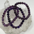 Dark Amethyst 8mm 3-Piece Round Bracelet Set - WorldWideMinerals-beads