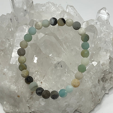 6MM Matte Caribbean Calcite Round Bracelet