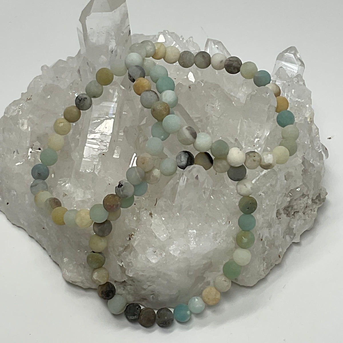 6MM Matte Caribbean Calcite 3-Piece Round Bracelet Set