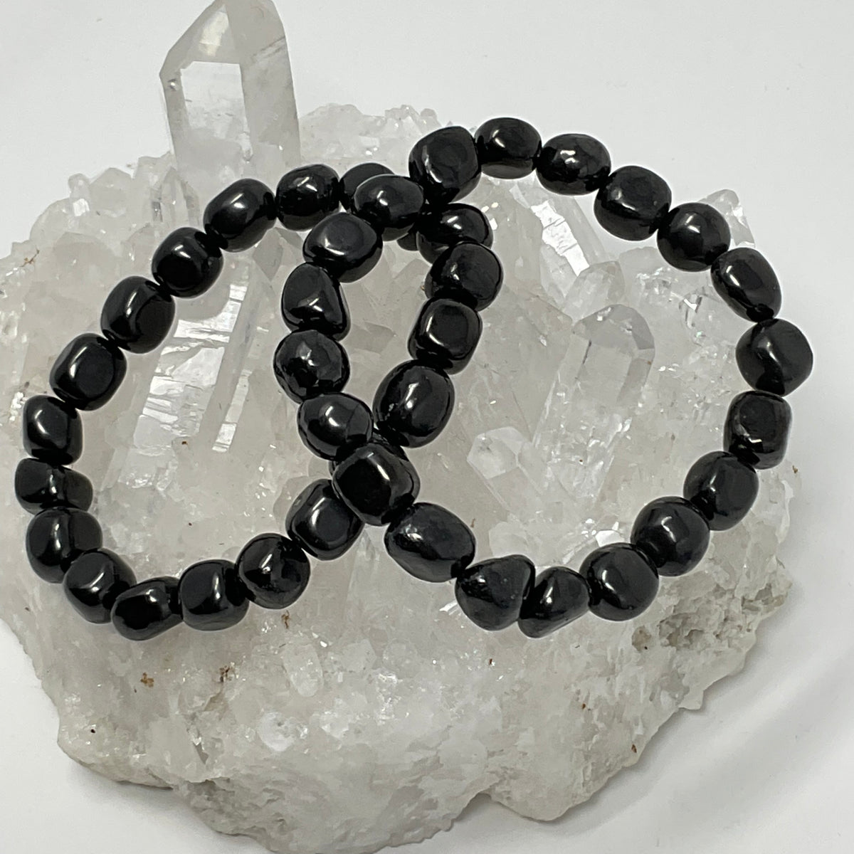 Shungite 8x10mm 2-Piece Nugget Shape Bracelet Set