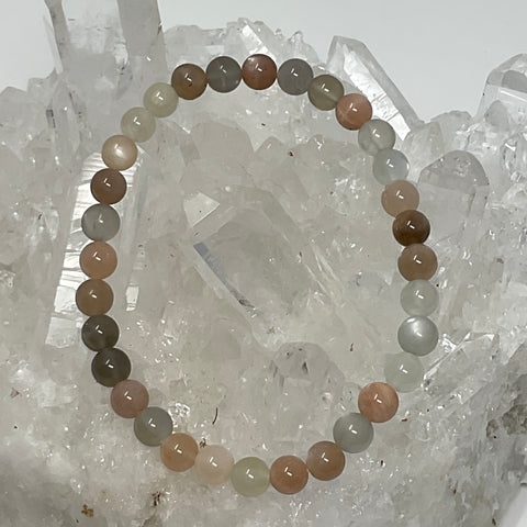 Multi-Color Moonstone 6mm Round Bracelet