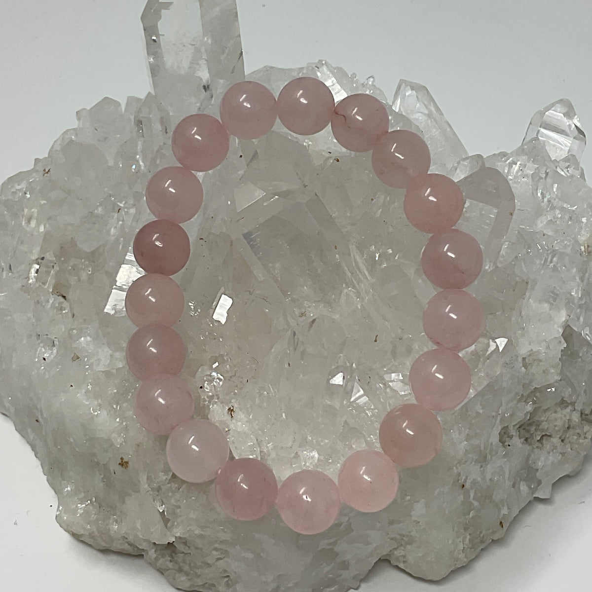 Selenite & Rose Quartz 10mm 3-Piece Round Bracelet Set