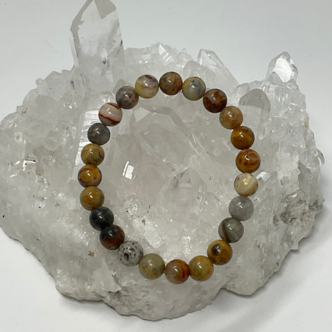 Crazy Lace Agate 8mm Round Bracelet