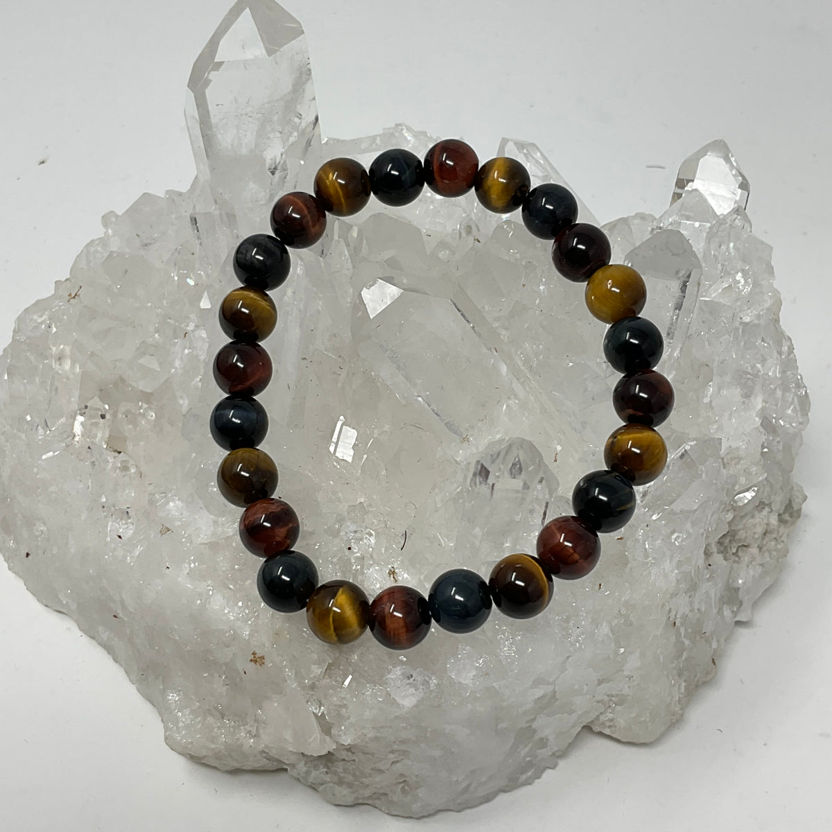 Multi-Color Tiger Eye 8mm 3-Piece Round Bracelet Set