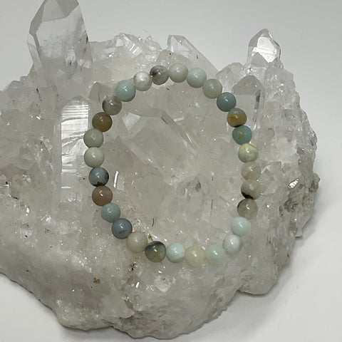 6MM Polished Caribbean Calcite Round Bracelet